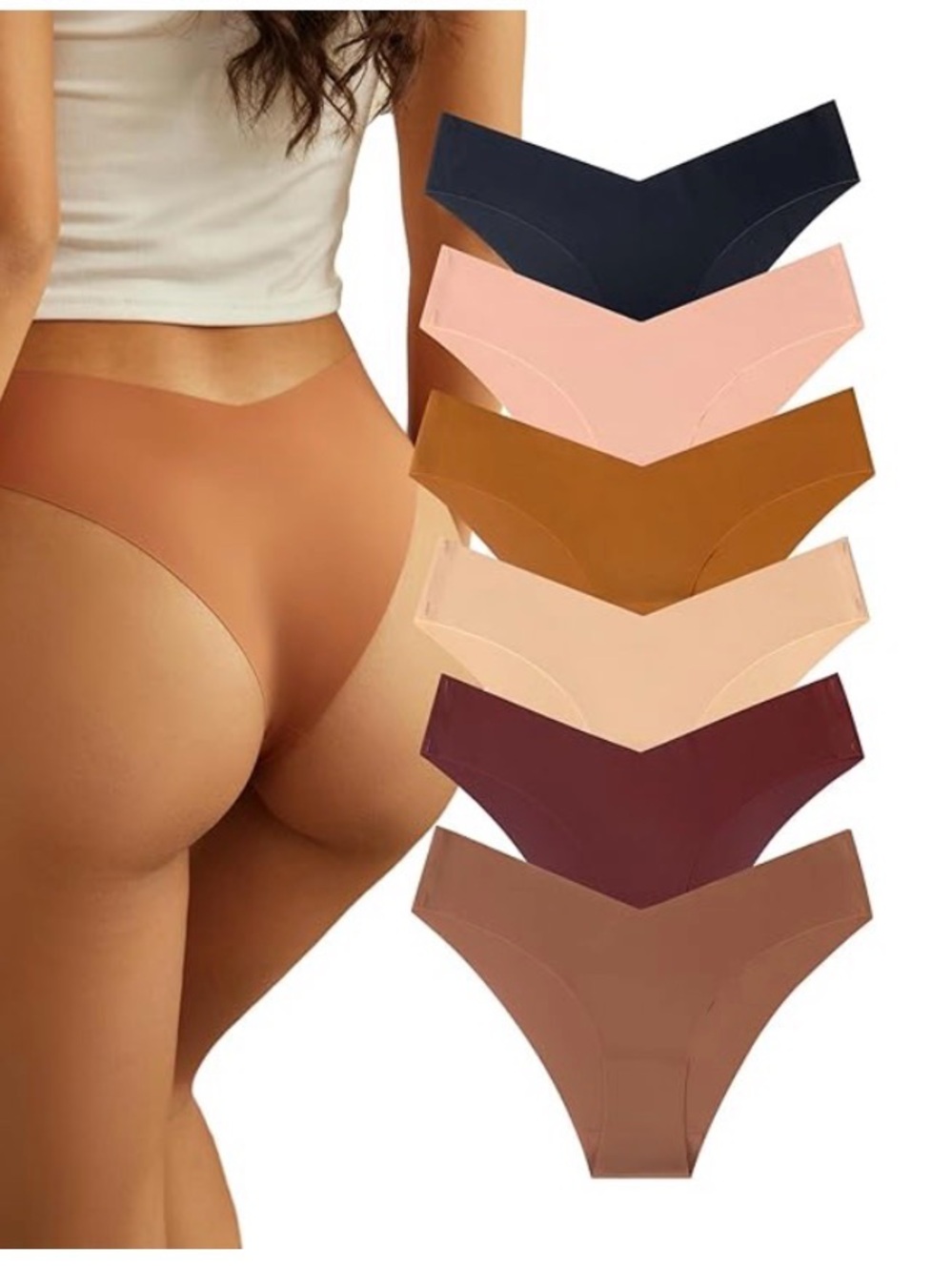 Seamless V-Cut Women's Thong Panties – Pack of Mixed Neutrals
